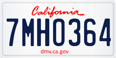 CA license plate 7MHO364