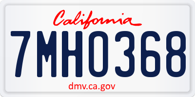 CA license plate 7MHO368