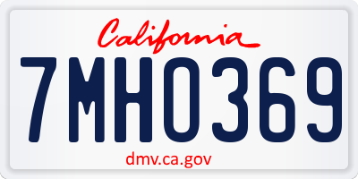 CA license plate 7MHO369