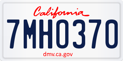 CA license plate 7MHO370
