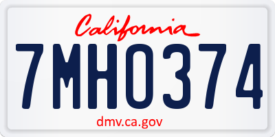 CA license plate 7MHO374