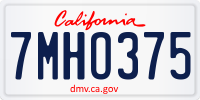 CA license plate 7MHO375