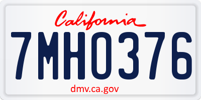 CA license plate 7MHO376