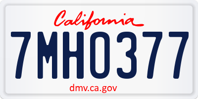 CA license plate 7MHO377
