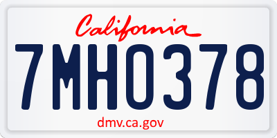 CA license plate 7MHO378