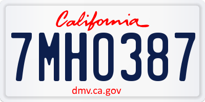 CA license plate 7MHO387