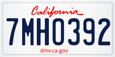 CA license plate 7MHO392