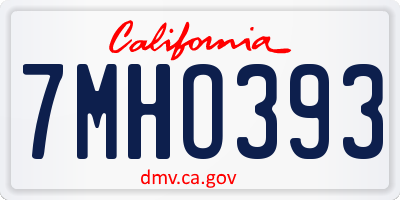 CA license plate 7MHO393