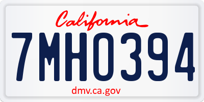 CA license plate 7MHO394