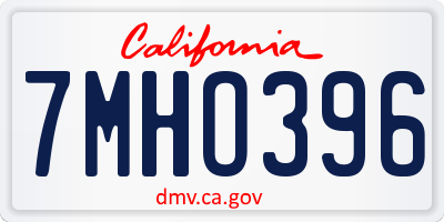CA license plate 7MHO396