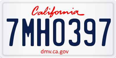 CA license plate 7MHO397