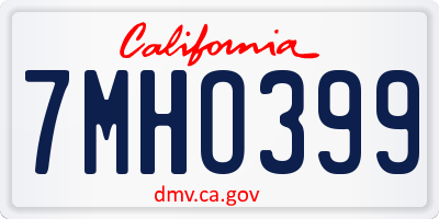 CA license plate 7MHO399