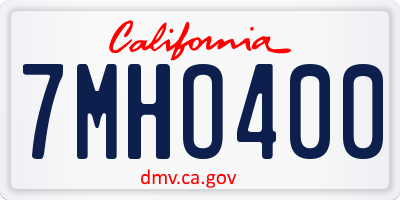CA license plate 7MHO400