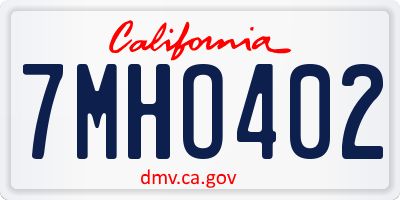 CA license plate 7MHO402