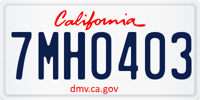 CA license plate 7MHO403