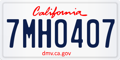 CA license plate 7MHO407