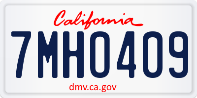 CA license plate 7MHO409