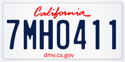 CA license plate 7MHO411