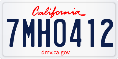 CA license plate 7MHO412
