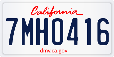CA license plate 7MHO416