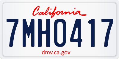 CA license plate 7MHO417