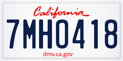 CA license plate 7MHO418