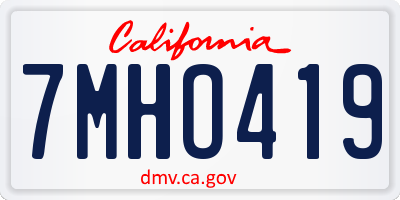 CA license plate 7MHO419
