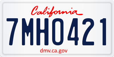 CA license plate 7MHO421