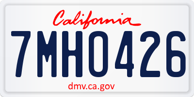 CA license plate 7MHO426