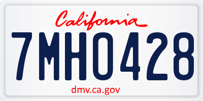 CA license plate 7MHO428