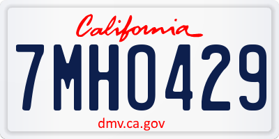 CA license plate 7MHO429