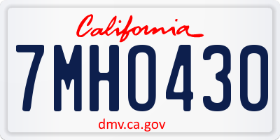 CA license plate 7MHO430