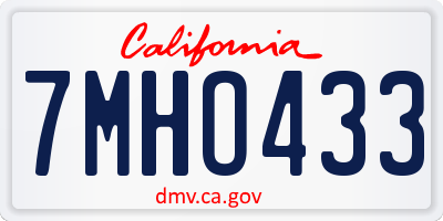 CA license plate 7MHO433