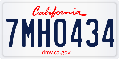 CA license plate 7MHO434