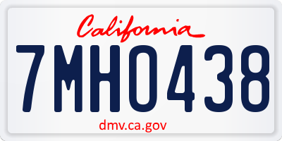 CA license plate 7MHO438