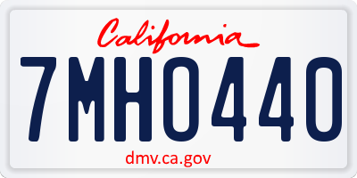 CA license plate 7MHO440