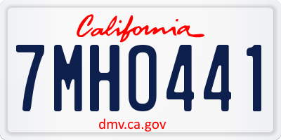CA license plate 7MHO441