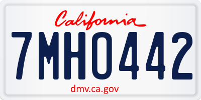 CA license plate 7MHO442