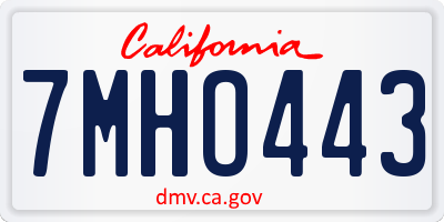 CA license plate 7MHO443