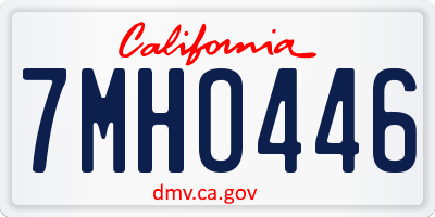 CA license plate 7MHO446