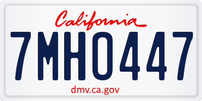 CA license plate 7MHO447