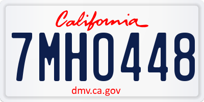CA license plate 7MHO448