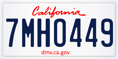 CA license plate 7MHO449