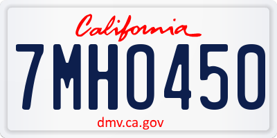 CA license plate 7MHO450