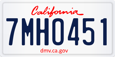 CA license plate 7MHO451