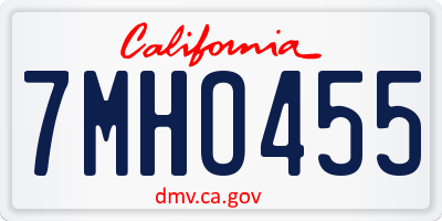 CA license plate 7MHO455