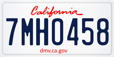 CA license plate 7MHO458