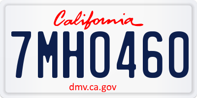 CA license plate 7MHO460