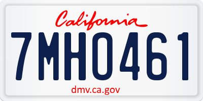 CA license plate 7MHO461