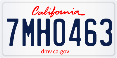CA license plate 7MHO463